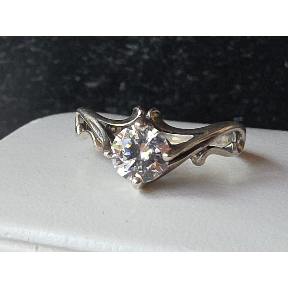 Kabana 925 Sterling Silver CZ Solitaire Ring, Size US 6 Vintage